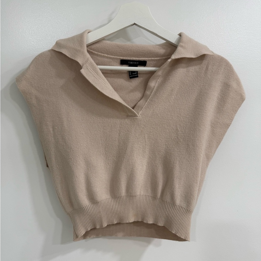 Forever 21 Tan V-Neck Sweater